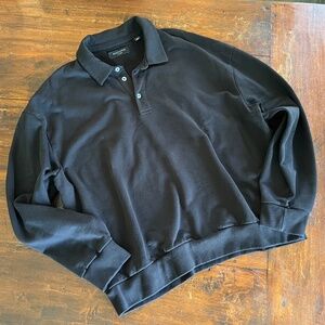 Men's ALLSAINTS Black Collared Polo Sweatshirt XL